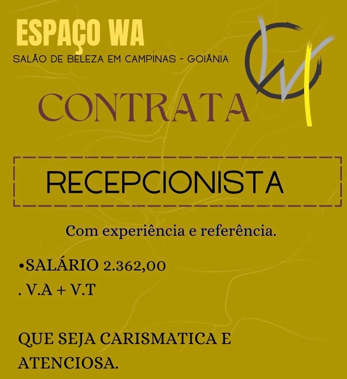 Vaga para recepção 