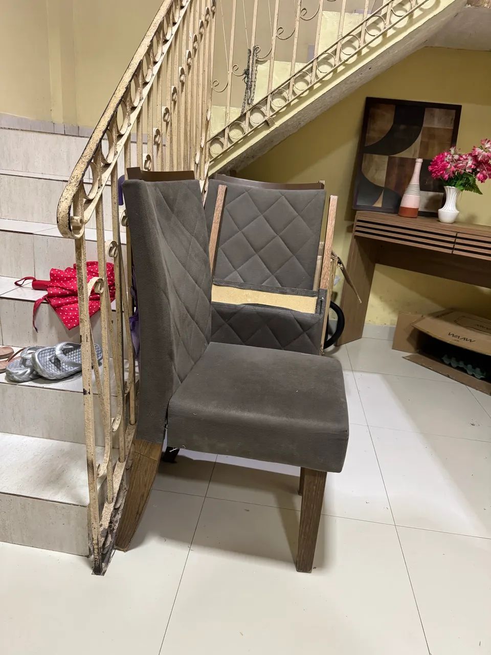 Kit 5 Cadeiras De Jantar Suede base MDF - Foto 2