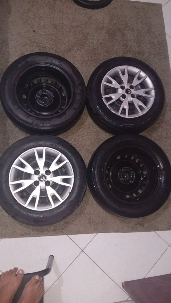 Aros de ferro e pneus novo completo as 4/100 em perfeito estado de conservação  - Foto 2
