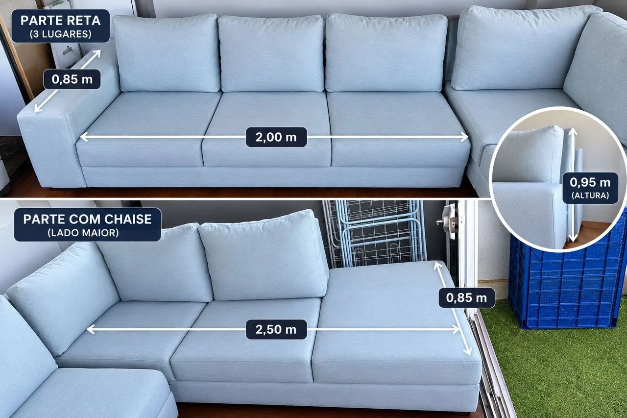 VENDO SOFÁ DE CANTO EM L COM CHAISE - Foto 4