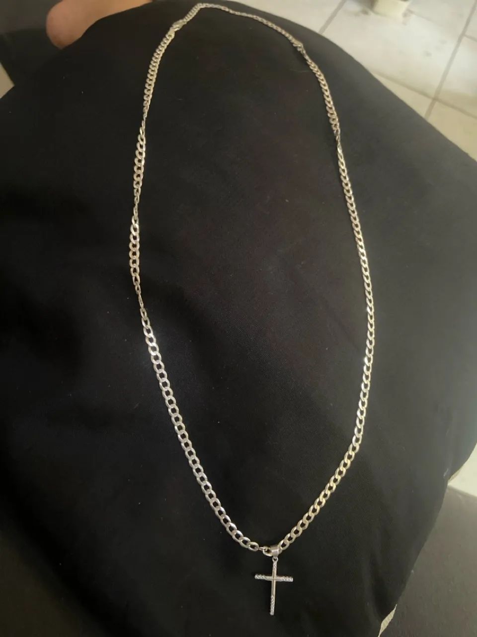 Corrente de prata 4mm + pingente 
