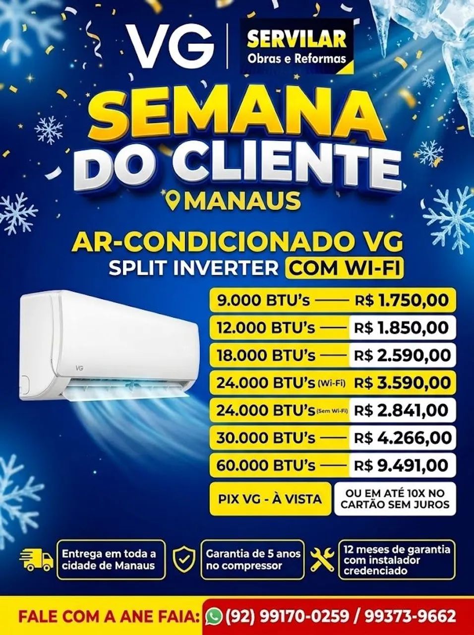 Split 9 a 60.000 Btus VG Inverter