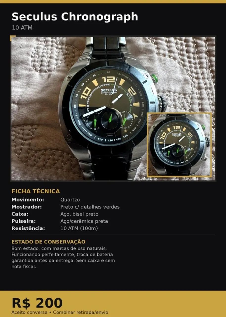 Relogio Cronografo SECULUS