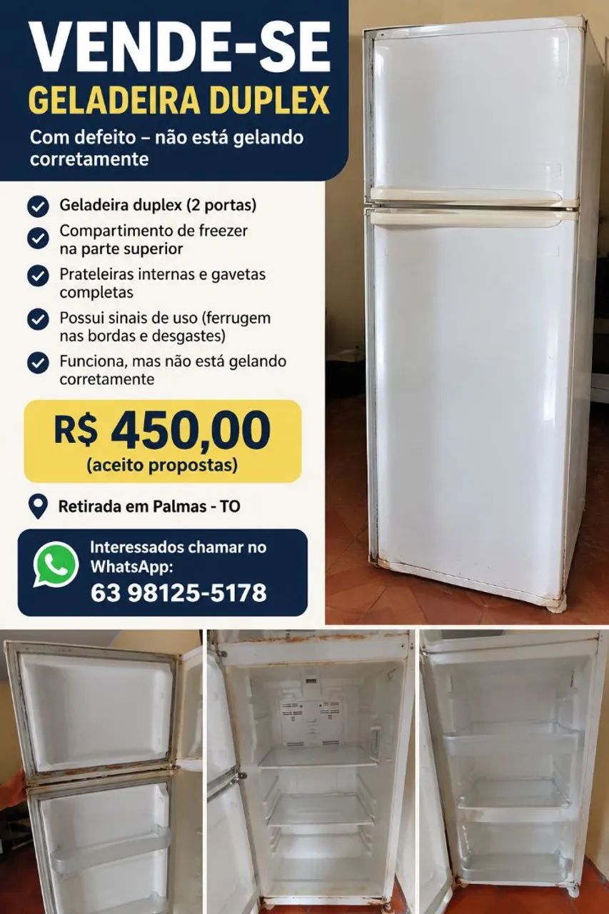 VENDO GELADEIRA DUPLEX
