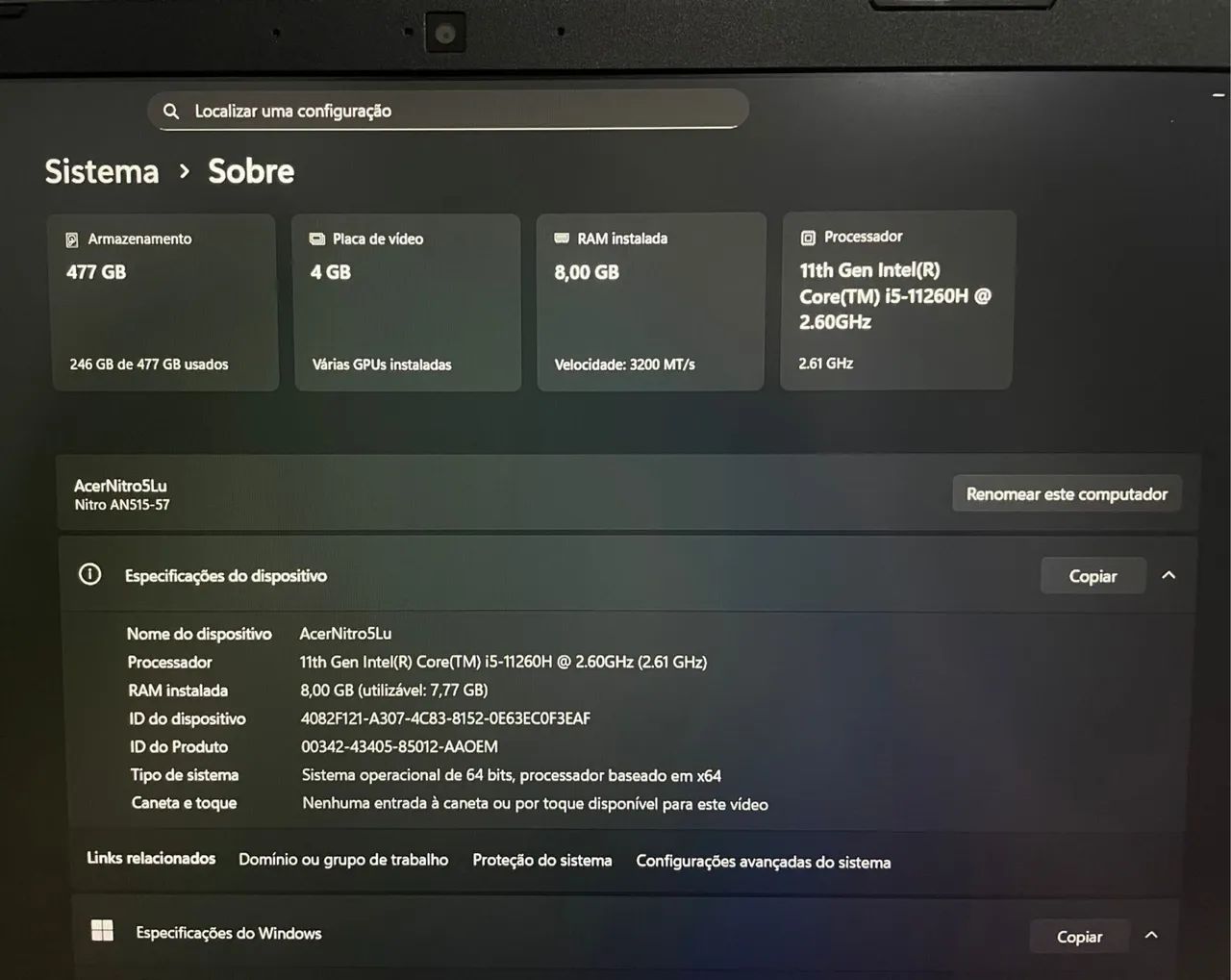 VENDE-SE NOTEBOOK ACER NITRO 5  - Foto 4