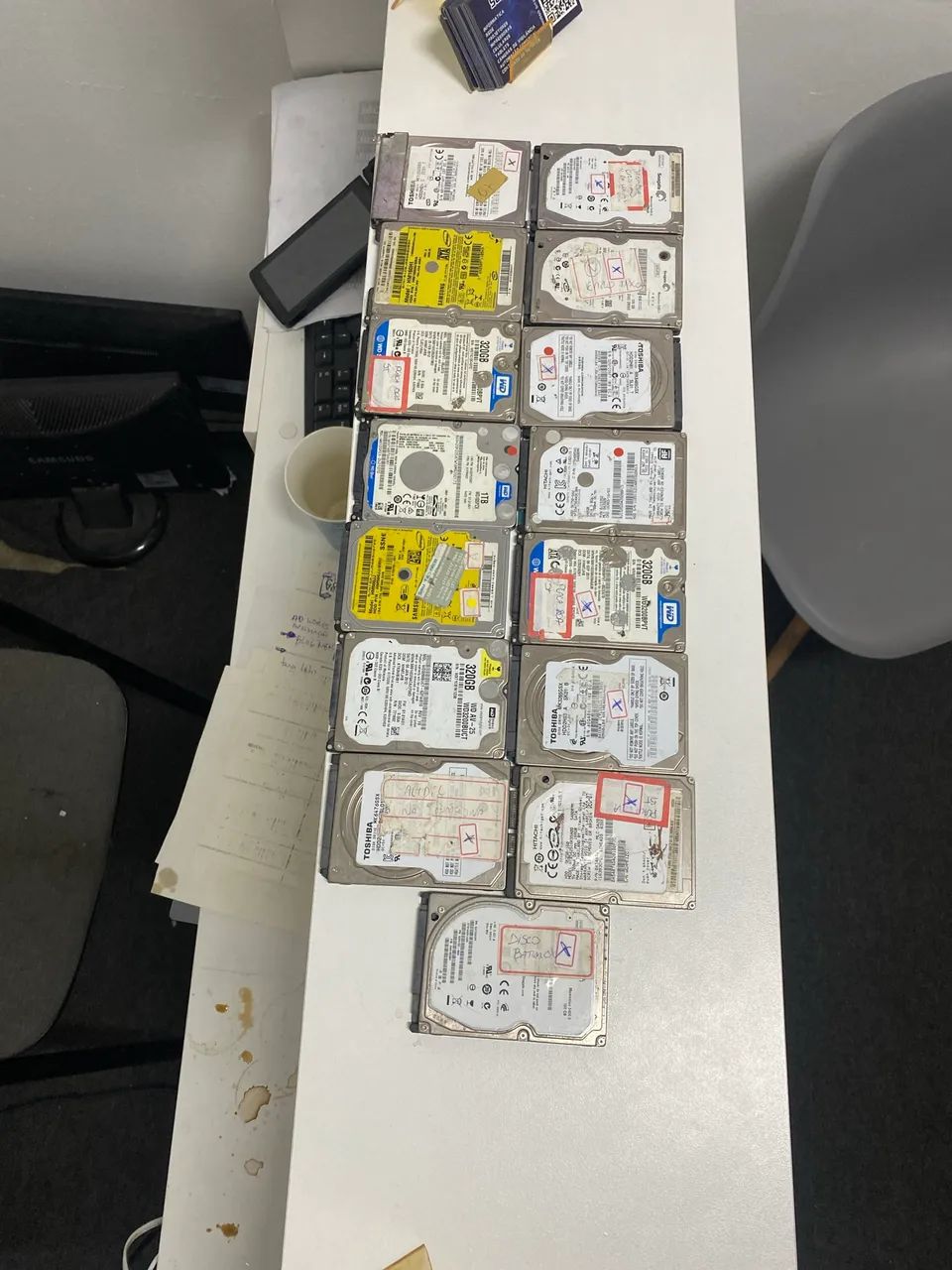 16 hds 2,5 de notebook com erro para retirada de peças 