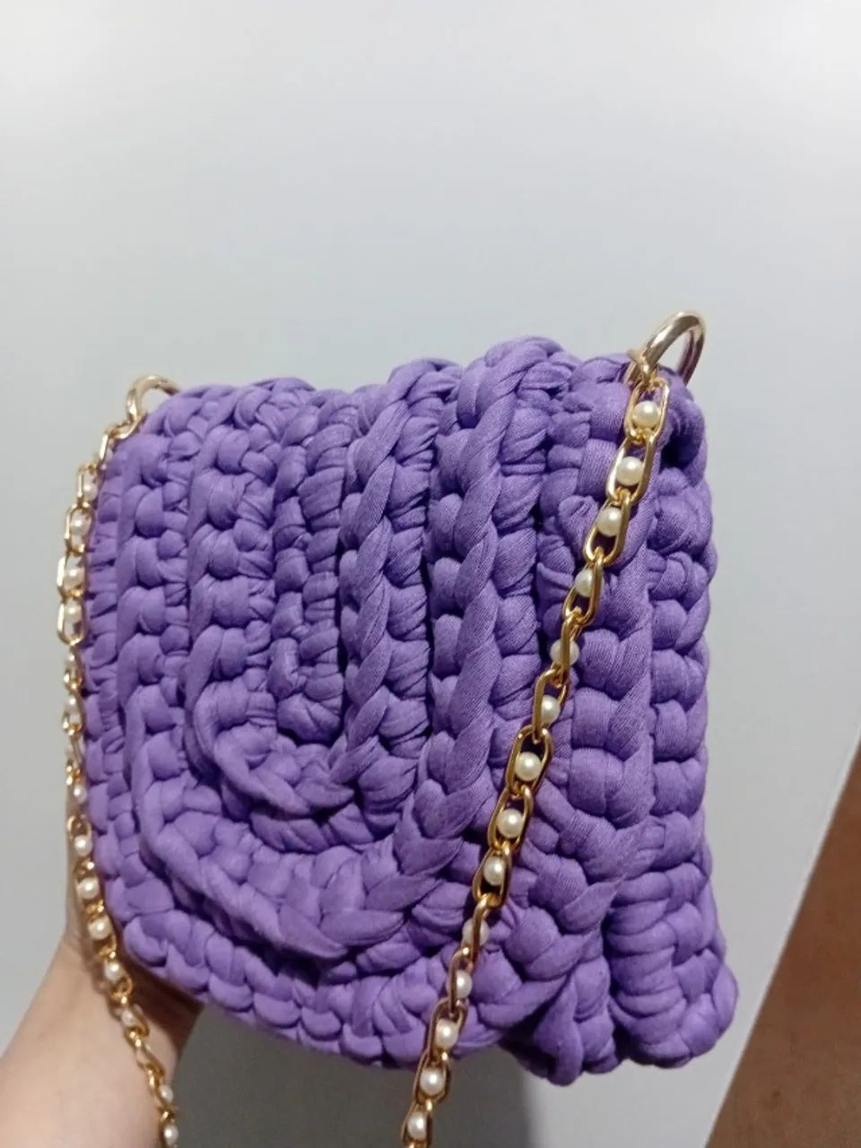 Bolsa de crochê lílas 