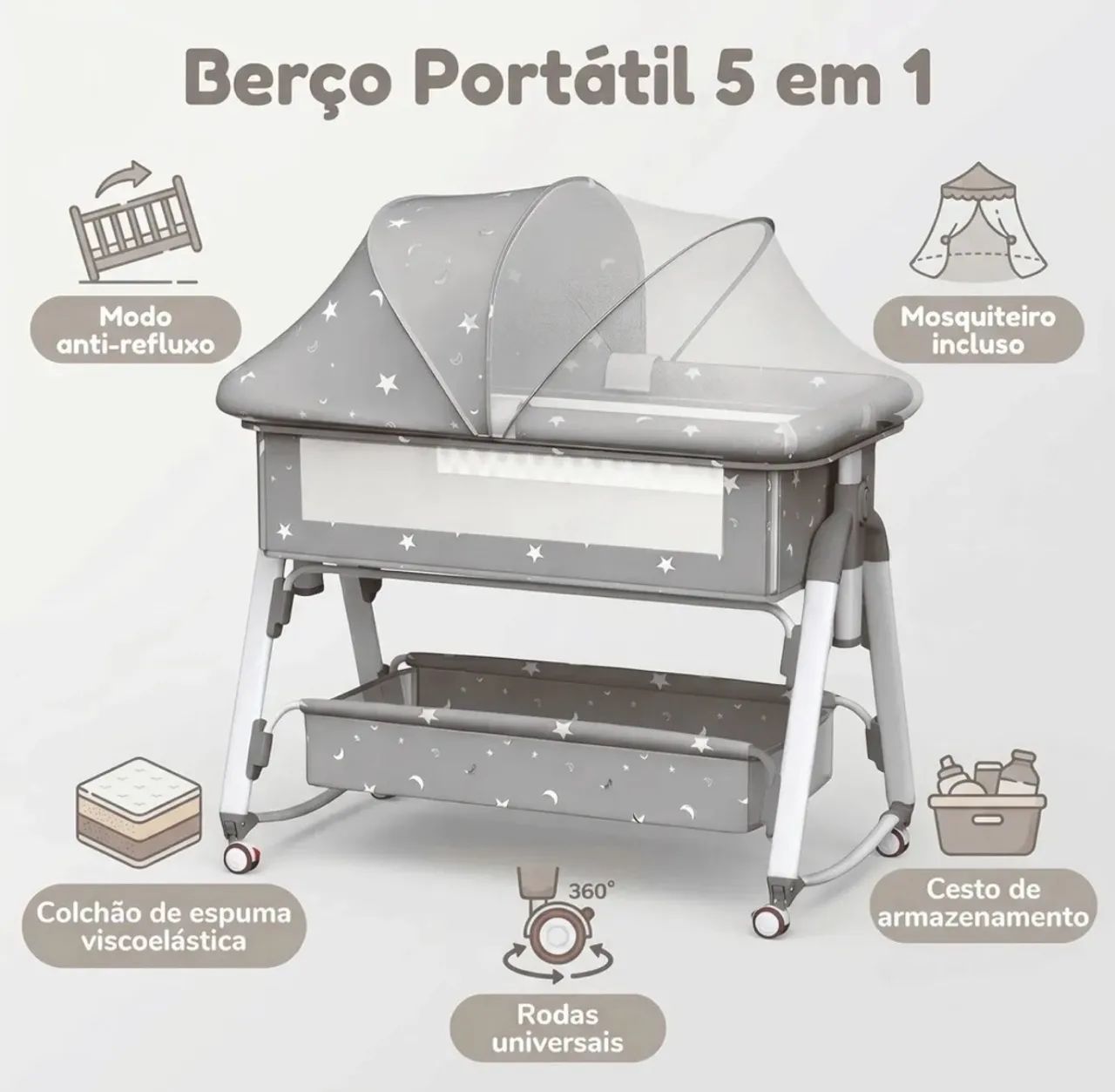 Berço Moisés portátil Multifuncional