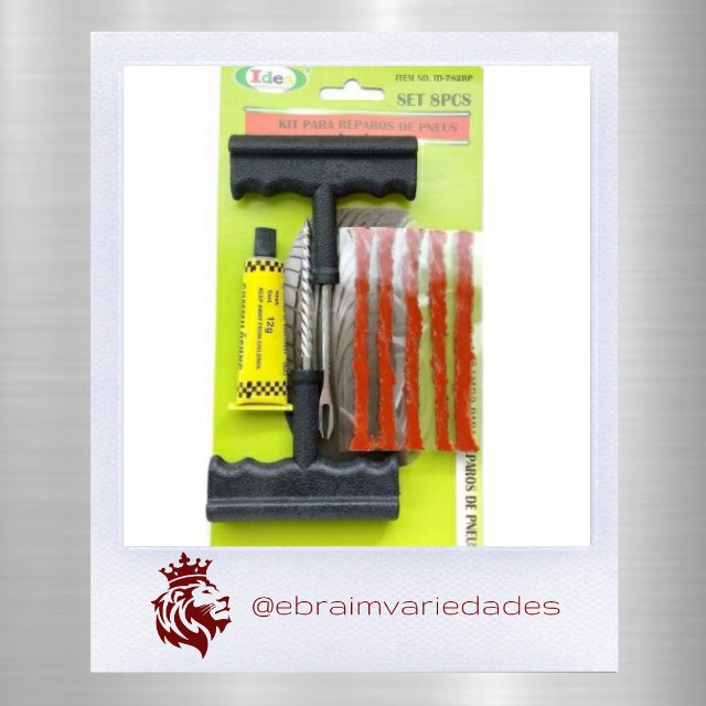 (NOVO) Kit Reparo de Pneu Sem Câmara Furado Carro e Moto 8 peças
