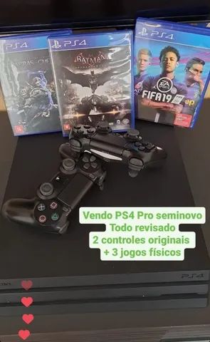 PS4 PRO 1 TB, 2 jogos + 2 controles original + suporte para