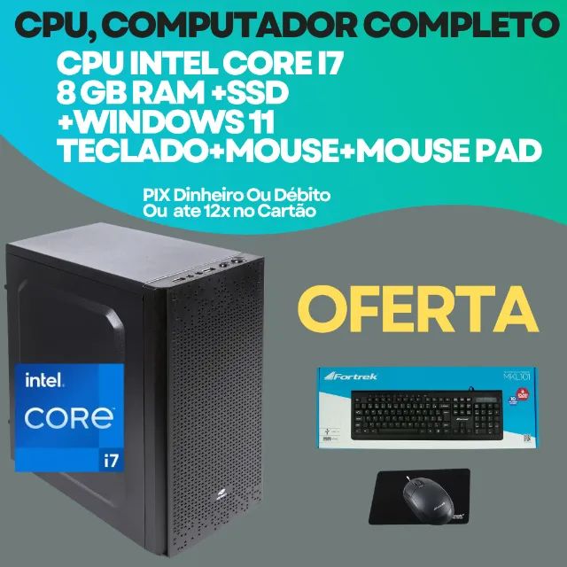 Cpu Intel Core i7, 8GB de Ram, SSD 240GB ,Windows 11