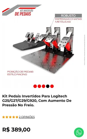 Kit Pedais Invertidos Para Logitech G25/G27/G29/G920, Com Aumento De  Pressão No Freio. Kit Pedais Invertidos Extreme Simracing - Extreme  SimRacing
