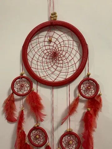 Filtro dos sonhos (dream catcher) 50 cm vermelho - Foto 2