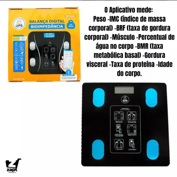 Balança Digital Bioimpedância Corporal Vidro 180kg Bluetooth - Foto 5