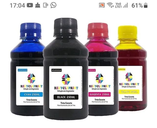Kit 4x100ml Tintas para Bulk Ink e cartuchos - Foto 2