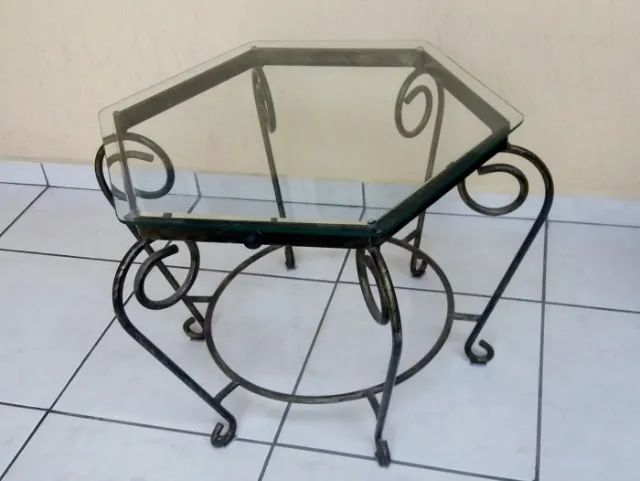 Mesinha de Centro Ferro Patinado c/ Vidro Bisotado - Foto 2