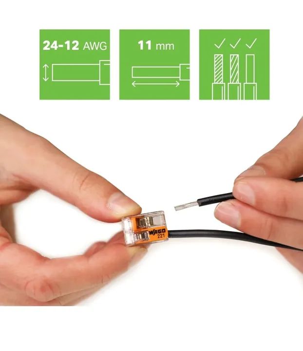 Kit com 6 Conector Wago 221 para Fiação 1,6mm - Novo - Foto 2