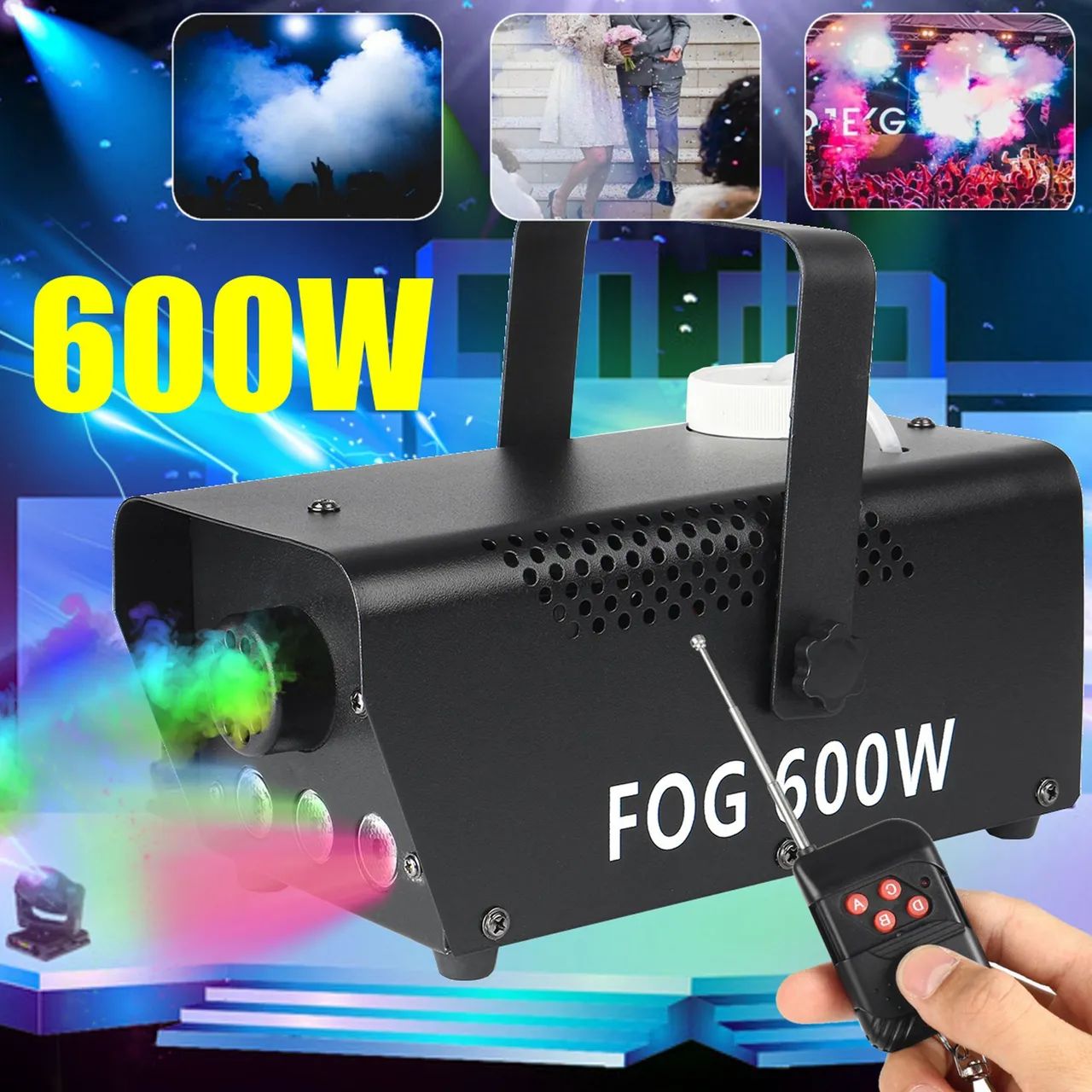 Máquina de Fumaça 600W Controle Remoto Led Rgb 110v 