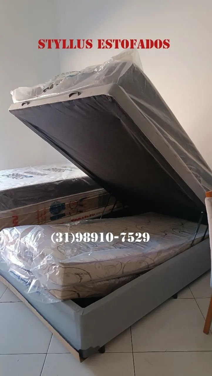Cama box baú casal com colchão 