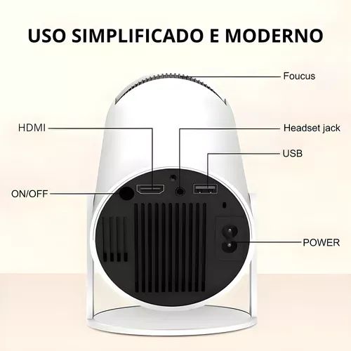 Projetor Interestelar Hy300 Mini Branco Netflix Wi-fi