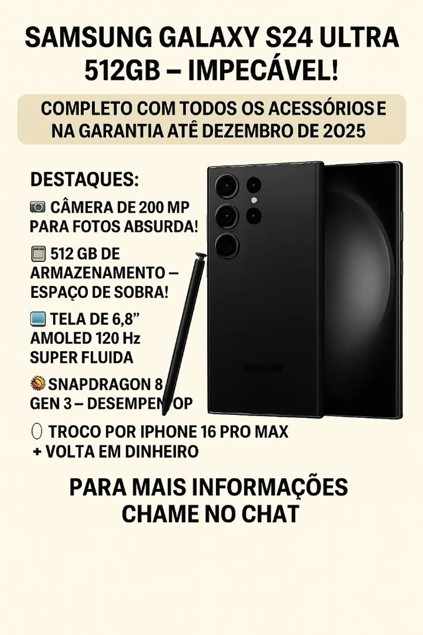 Samsung S24 Ultra Novo Troco