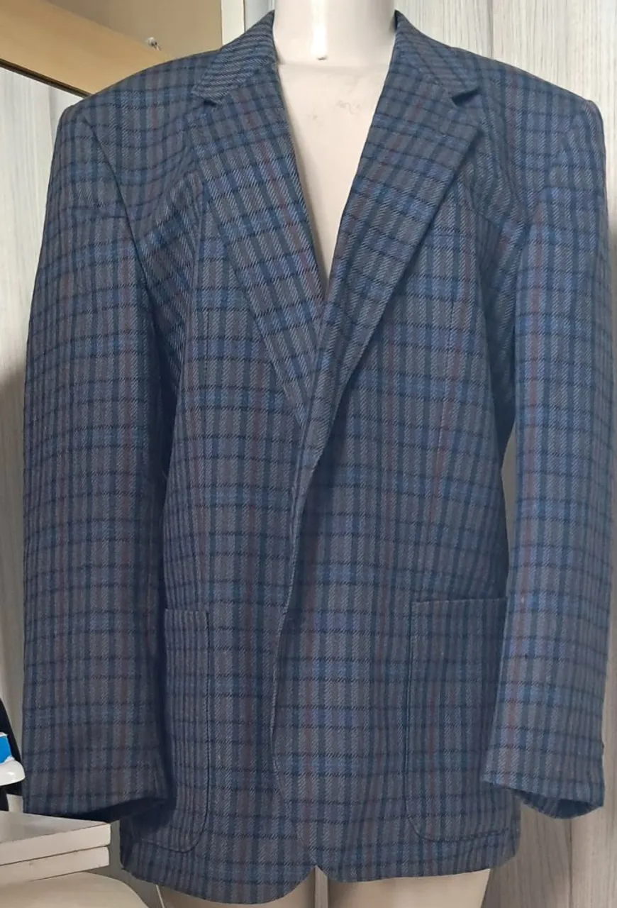 Blazer xadrez azul e marrom