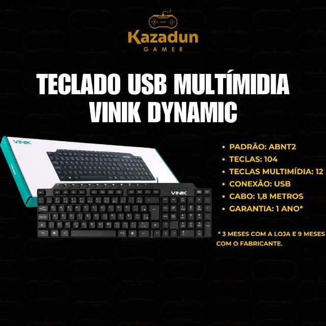 Teclado USB Multimidia Vinik Dynamic - Novo com Nota Fiscal e garantia 