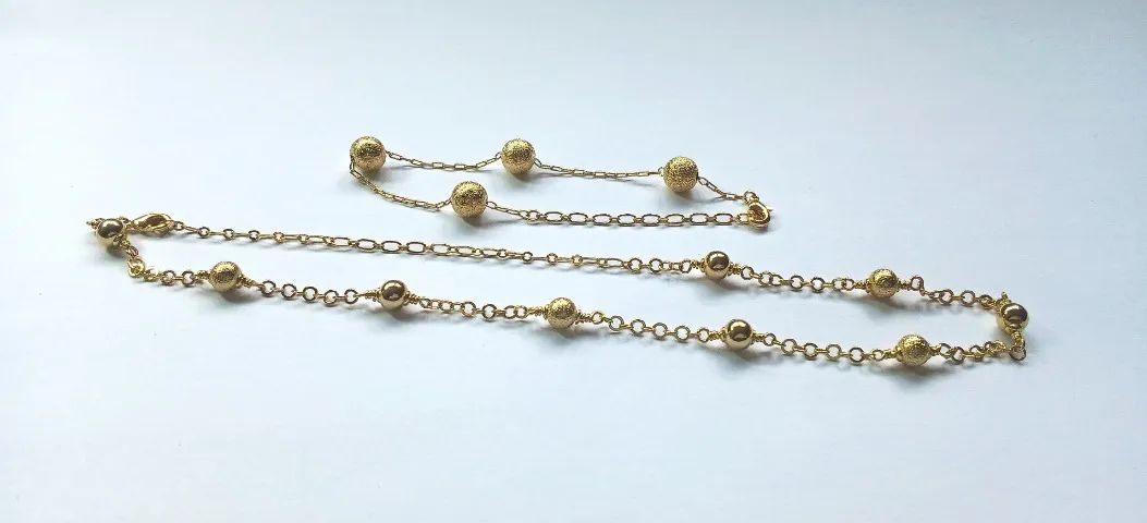 Conjunto de Colar e Pulseira de Bolinhas Banhado a Ouro 18K - Elegância e Versatilidade - Foto 3