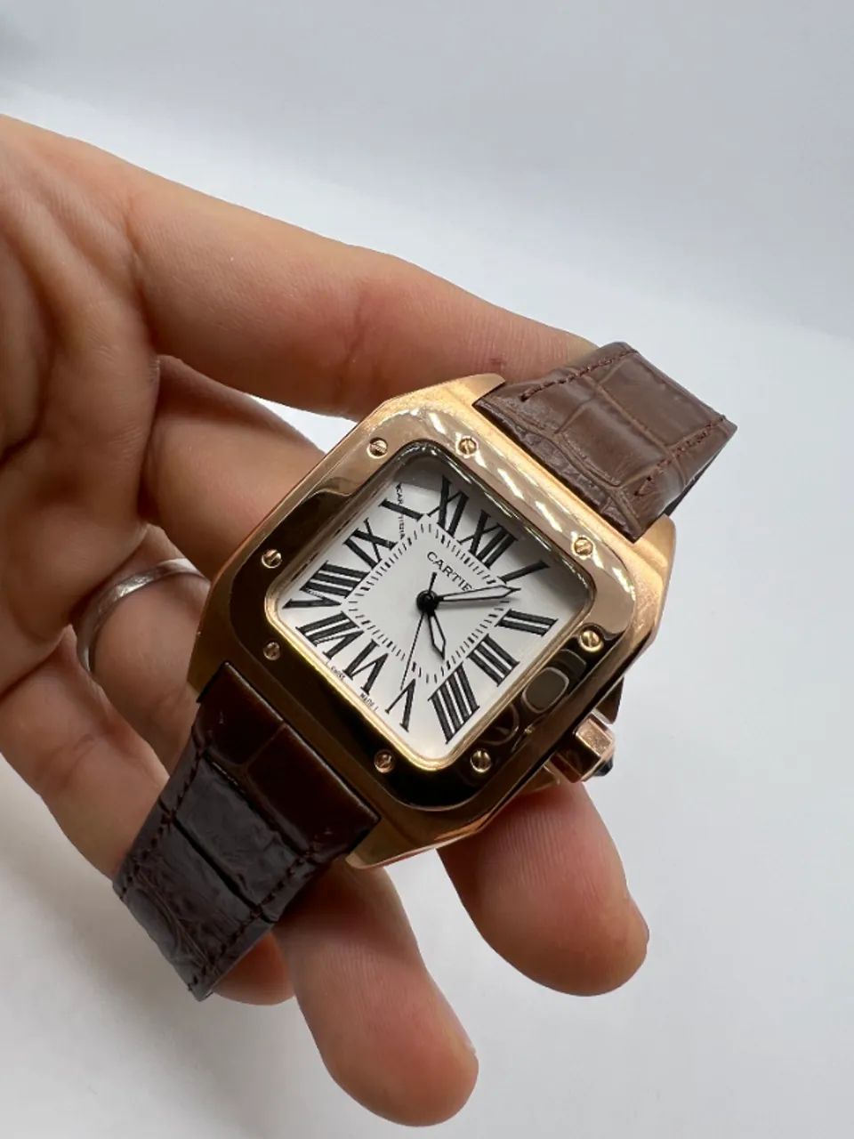 Cartier Santos Couro Luxo Automatico - Foto 5