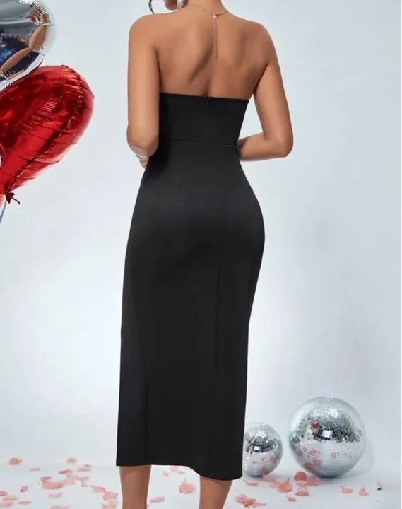 Vestido Elegante com fenda e pedrarias (P) - Foto 2