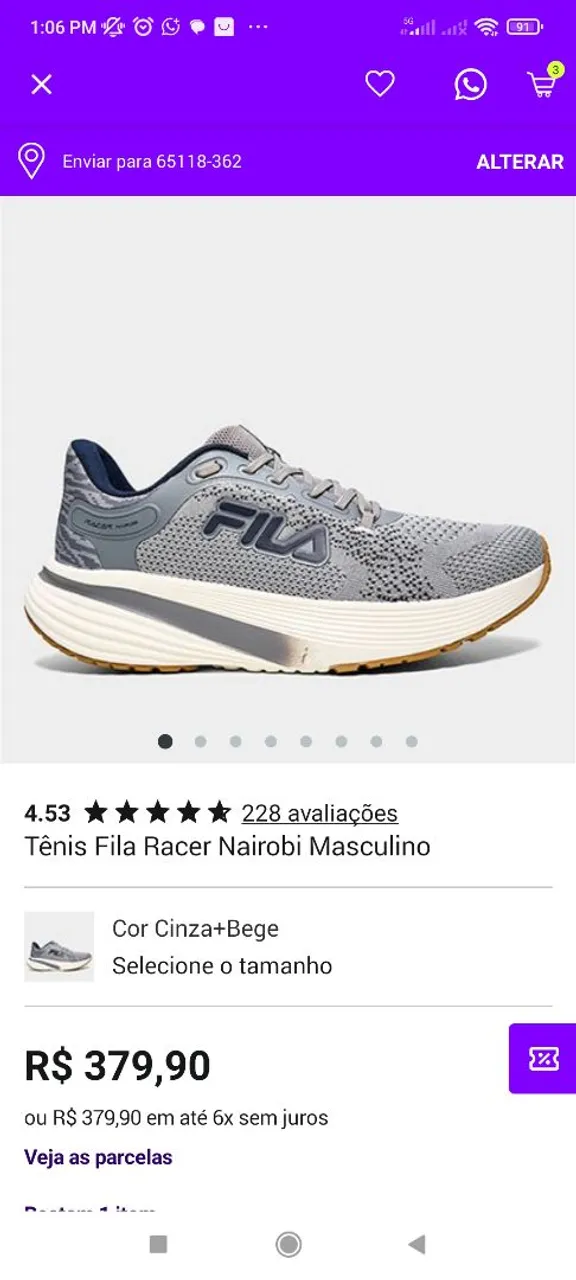 Tênis Fila Racer Nairobi Masculino - Cinza+Bege
