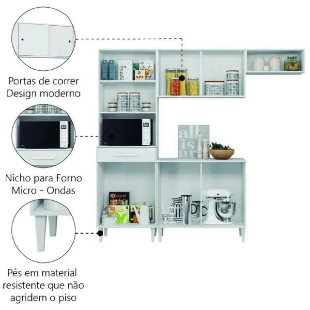 Armário de Cozinha Compacta com 06 Portas 01 Gaveta Novo varios modelos - Foto 2