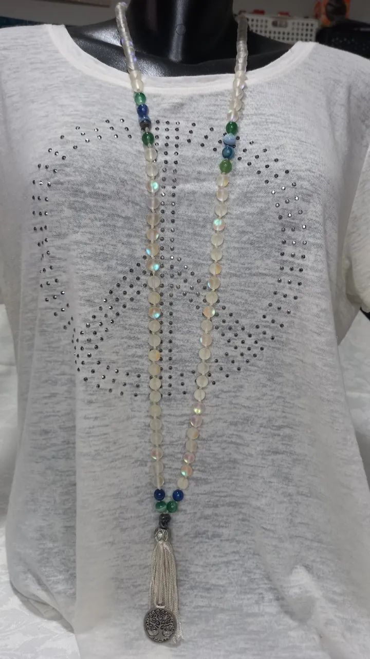 Japamala Artesanal - Murano e Ágatas Azul e Verde - Foto 2