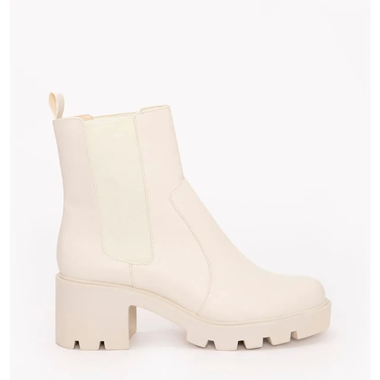 Bota Chelsea Tratorada Off-White salto baixo 