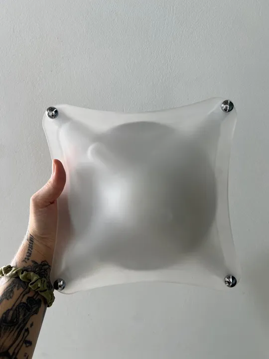 Plafon De Teto Quadrado Vidro Curvo Jateado em vidro fosco luminária
