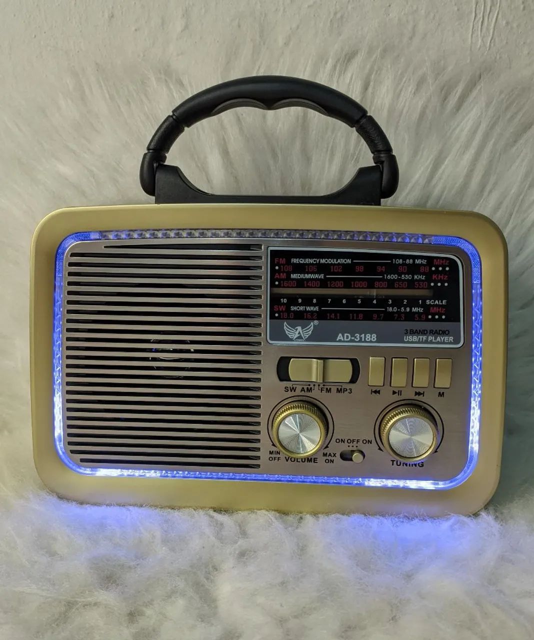 Rádio Portátil Retrô AD-3188 - Bluetooth, USB e TF