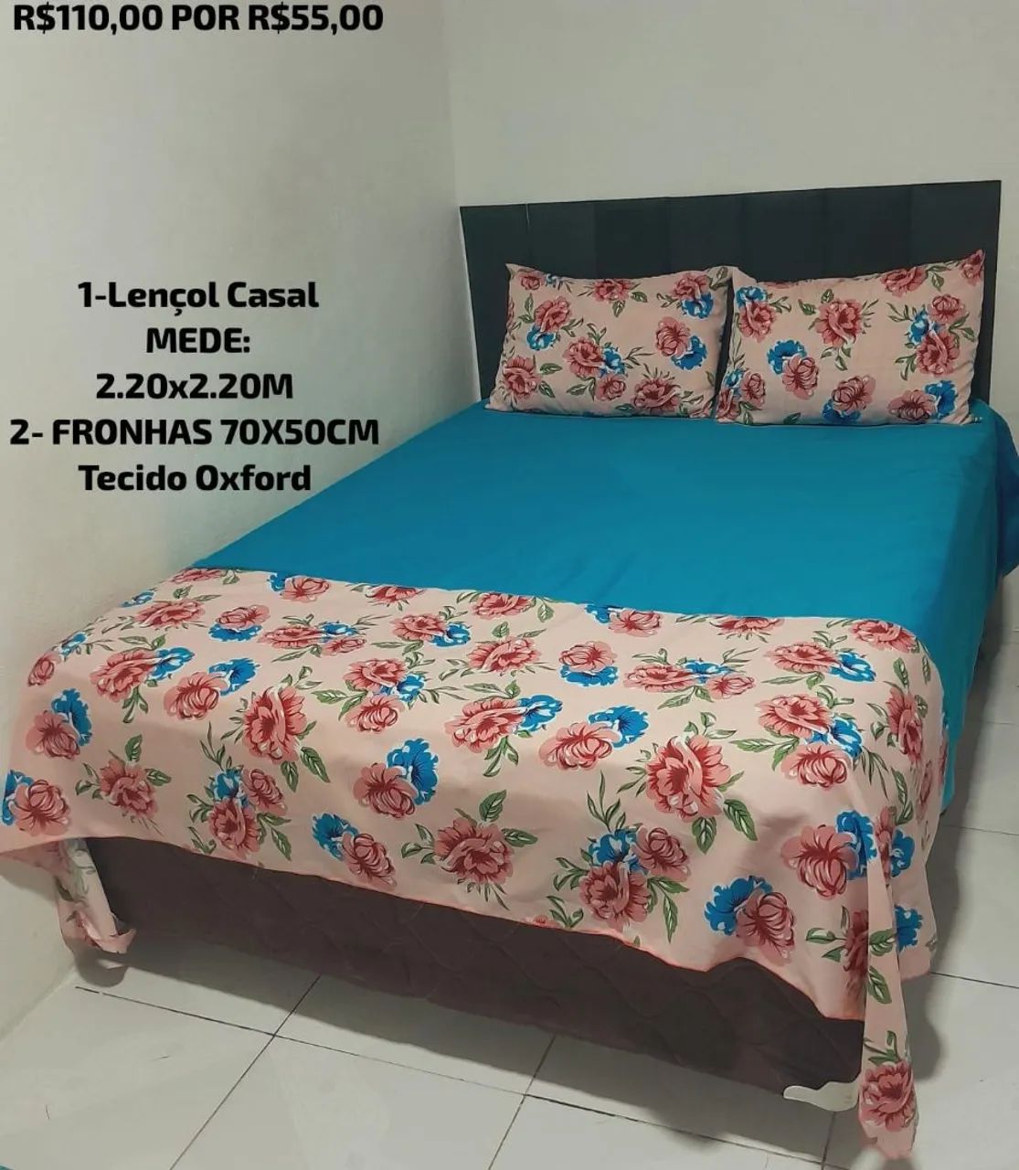 Lençol Casal + 2 Fronhas tecido Oxford  - Foto 6