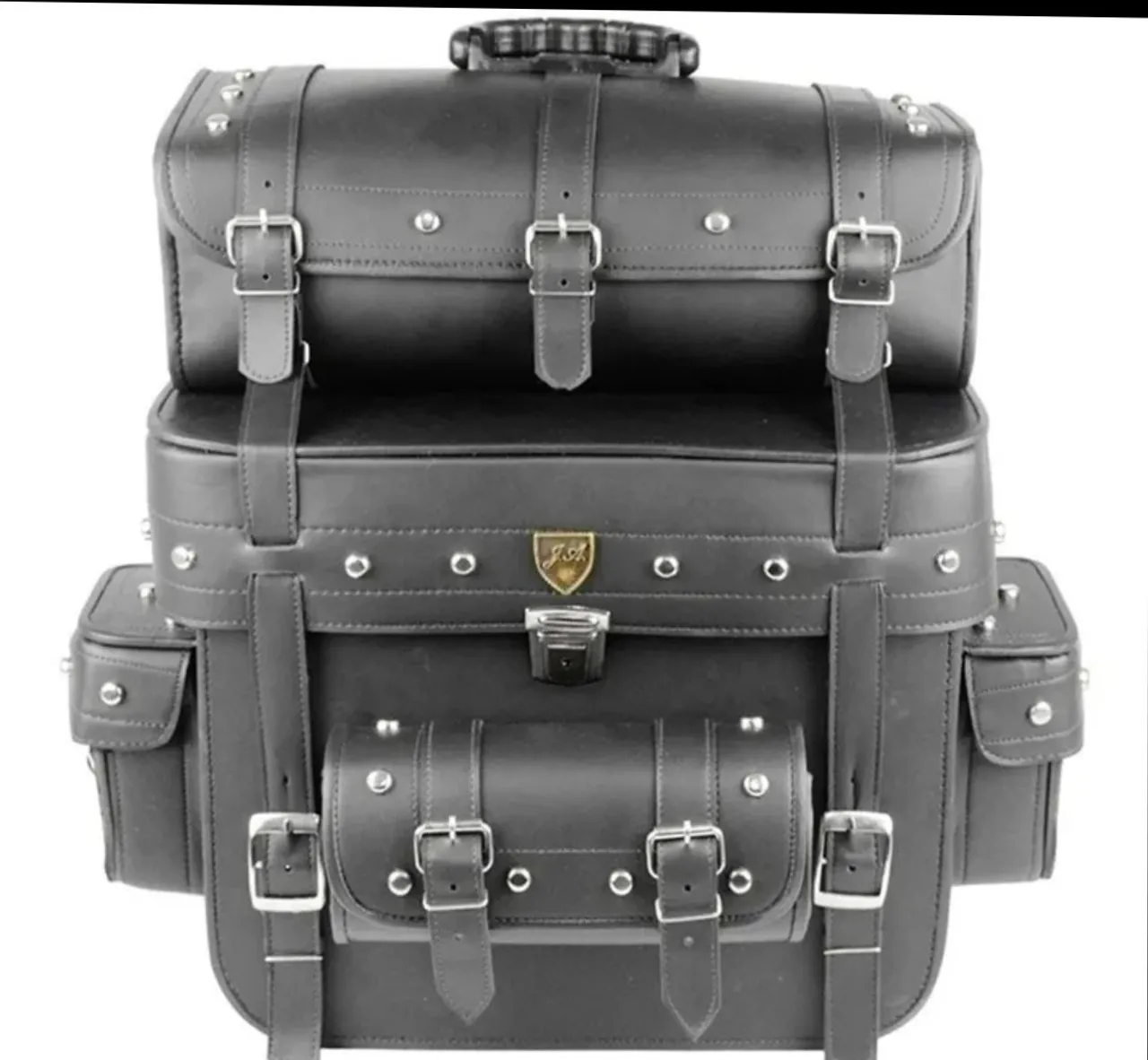 Kit Bagageiro + Malas Laterais Couro para Moto