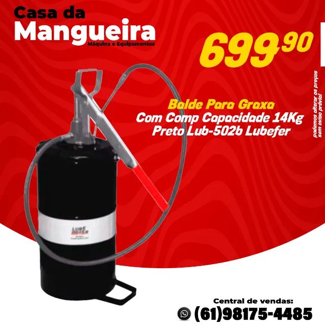 Balde Para Graxa Com Comp Capacidade 14Kg Preto Lub-502b Lubefer