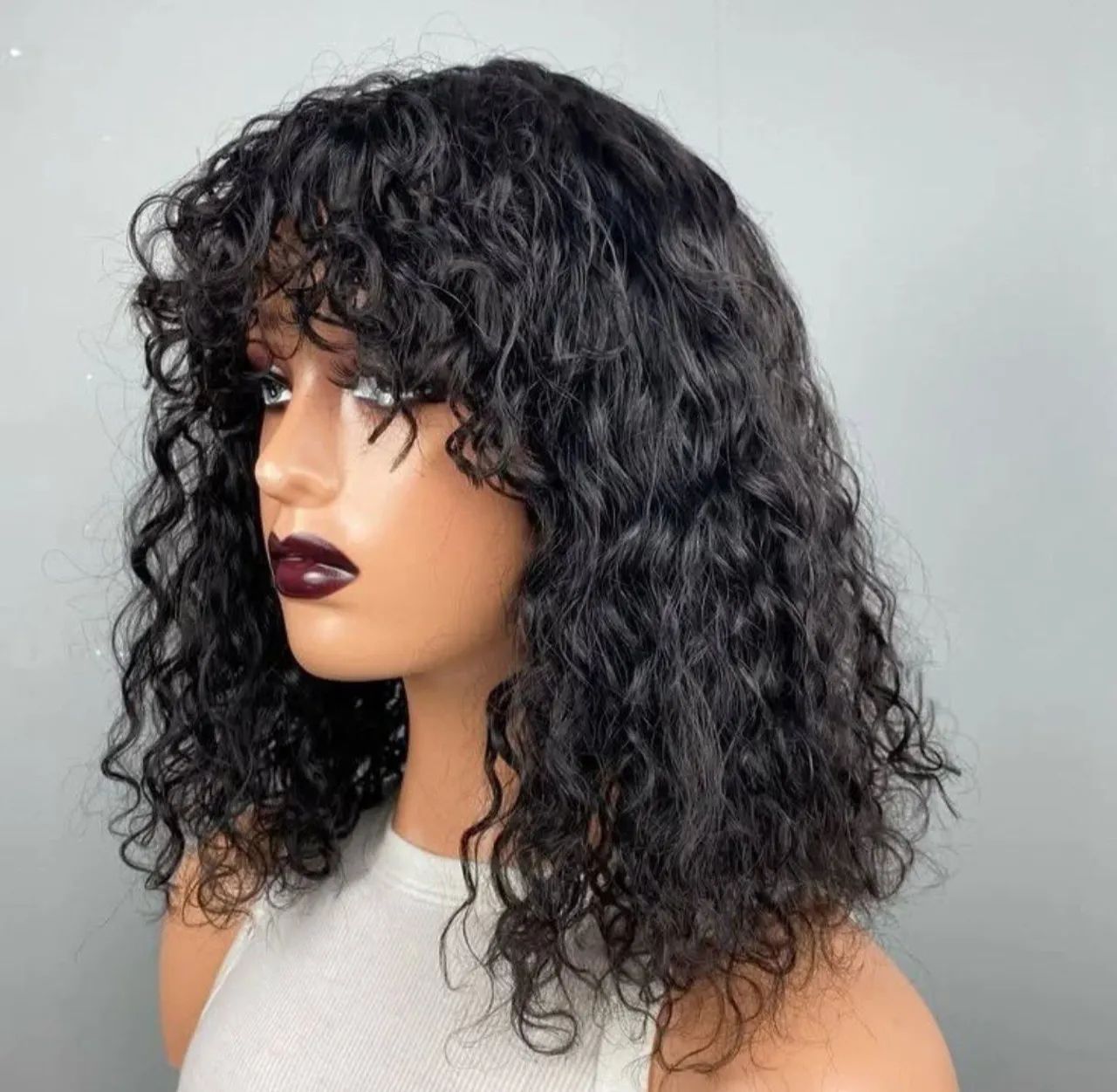Peruca Cacheada com Franja - Cabelo Humano - Foto 2