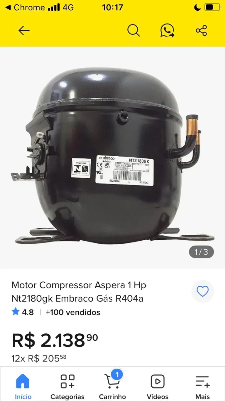 Compressor Embraco de 1 hp novo - Foto 4