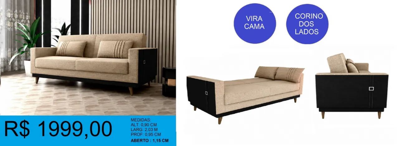 sofa retrátil em linho - temos a pronta entrega 