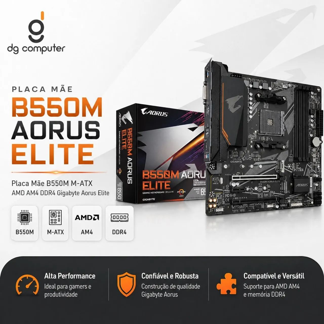 Placa Mãe B550M Gigabyte Aorus Elite 