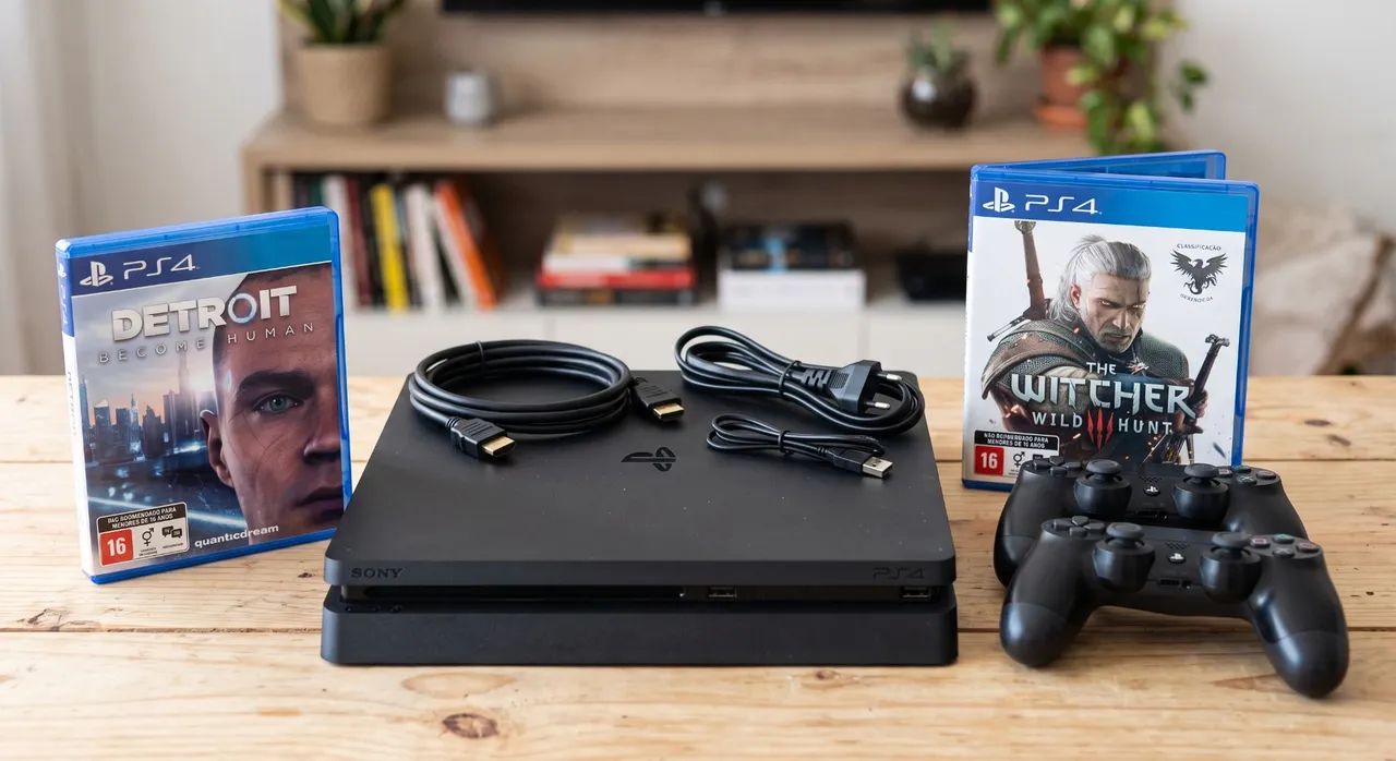 PS4 + 2 Controles + 2 Jogos 