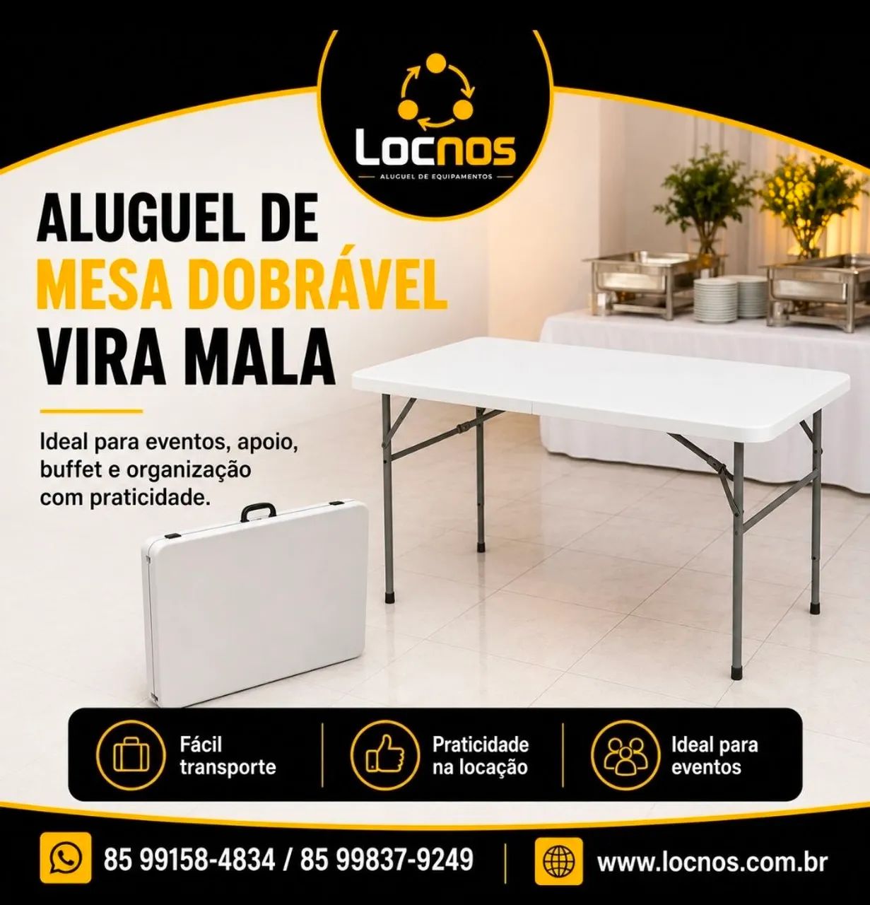 Aluguel mesa dobravel vira mala eventos