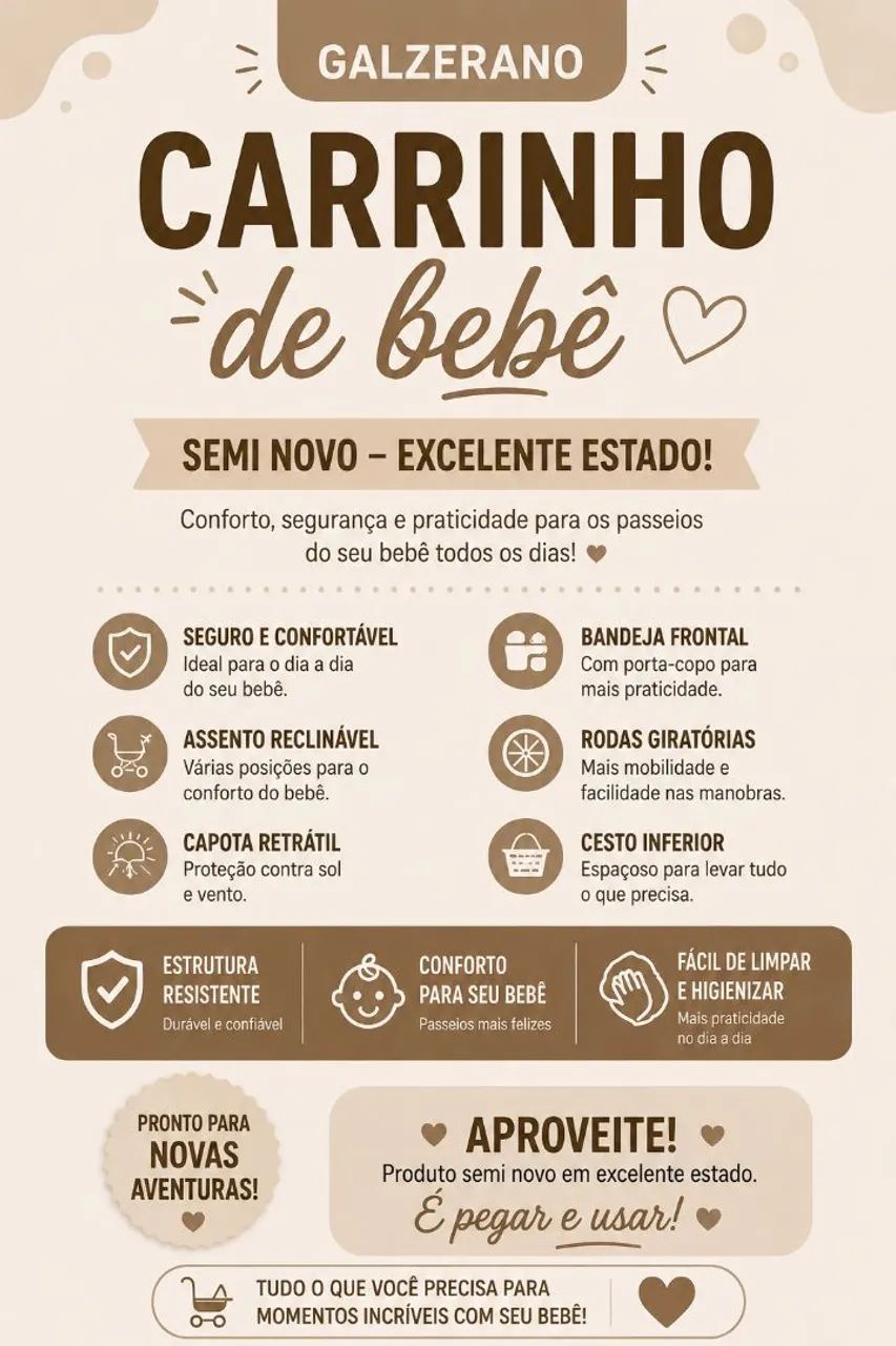 Carrinho de Bebê Galzerano