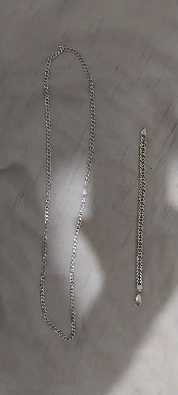 Cordão e pulseira de prata  - Foto 2