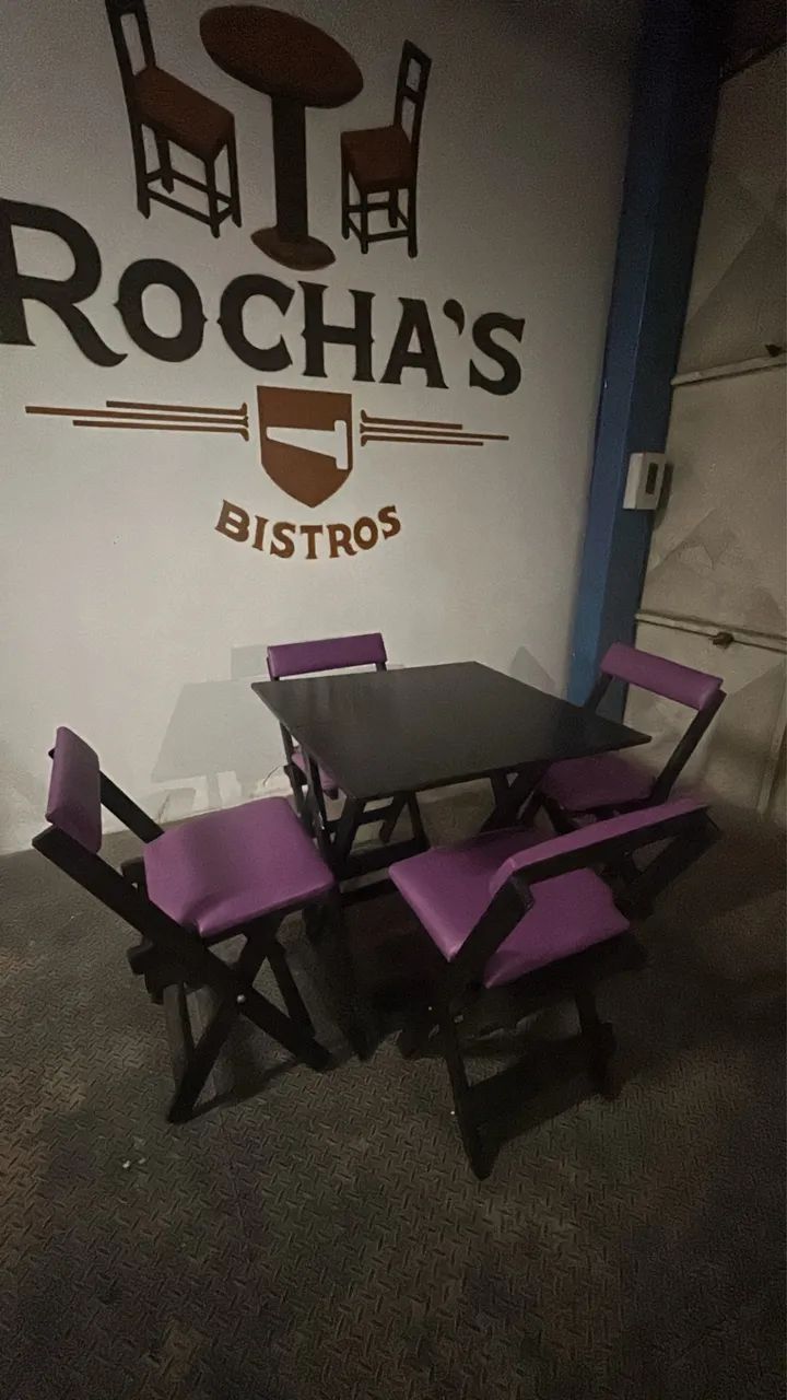 Kit mesa + 4 cadeiras estofadas dobráveis  - Foto 3