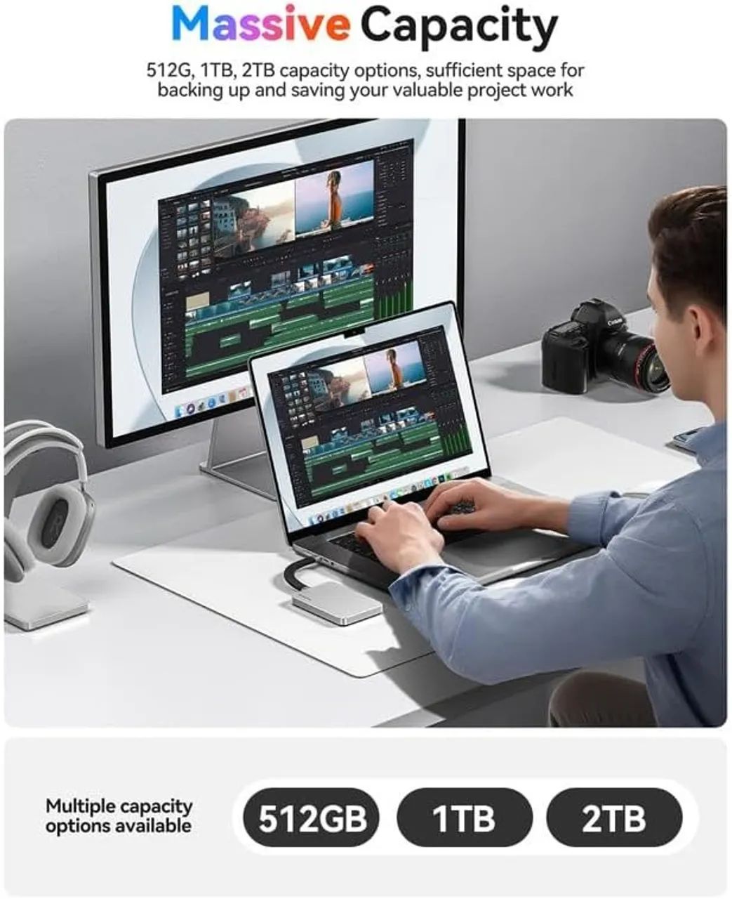 ORICO SSD externo 512GB, USB-C, magnético, com carregamento PD de 100 W  - Foto 3