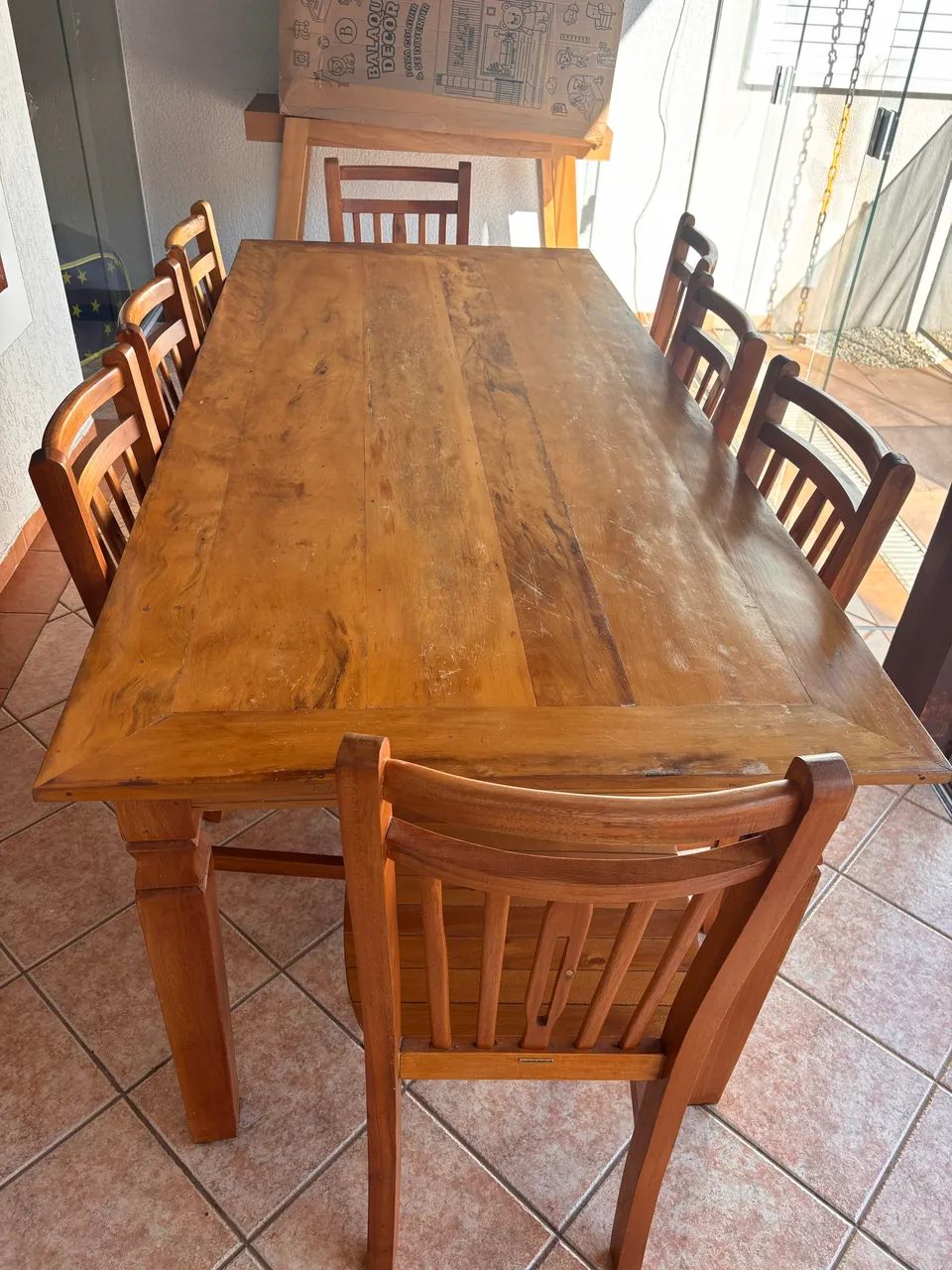 Mesa Madeira de Demolição 2m x 90cm com 8 Cadeiras Leque ? Sudeste Rústico - Foto 2